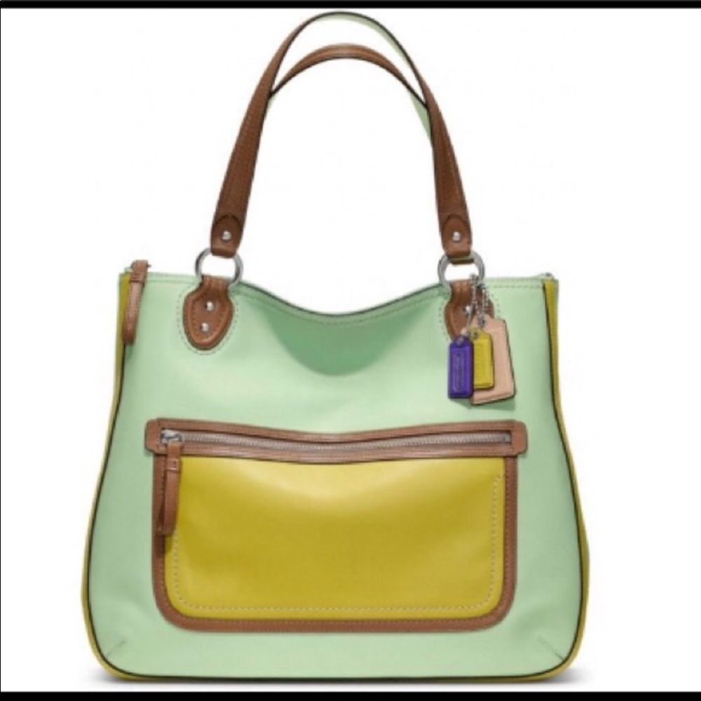 NWOT RARE Coach Hallie Colorblock Leather handbag